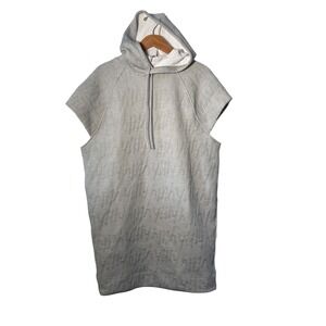 Yitty oversized Grey Textured Jacquard Open Back Sleeveless Hoodie Dress Medium